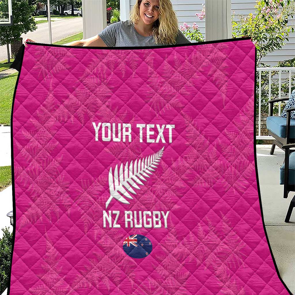 Custom New Zealand Silver Fern Rugby Quilt Go Aotearoa - Pink Version