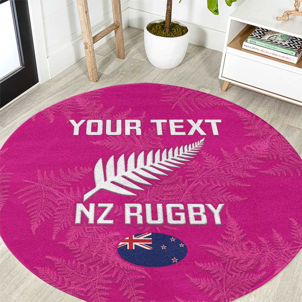 Custom New Zealand Silver Fern Rugby Round Carpet Go Aotearoa - Pink Version