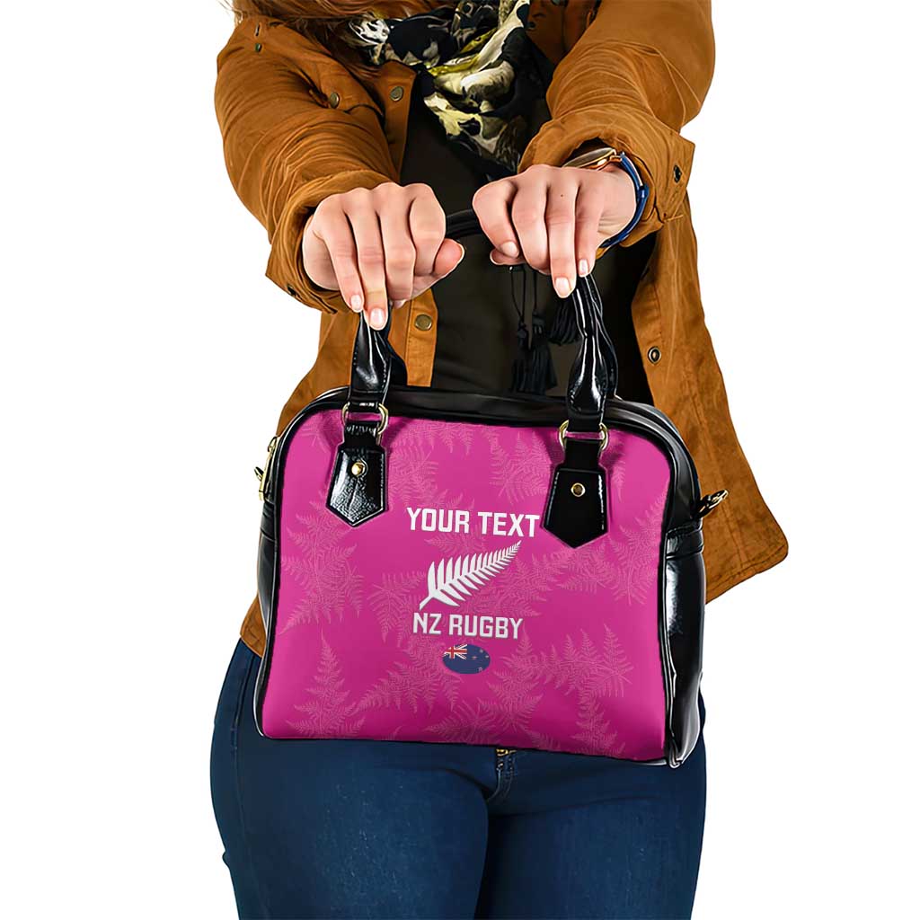 Custom New Zealand Silver Fern Rugby Shoulder Handbag Go Aotearoa - Pink Version