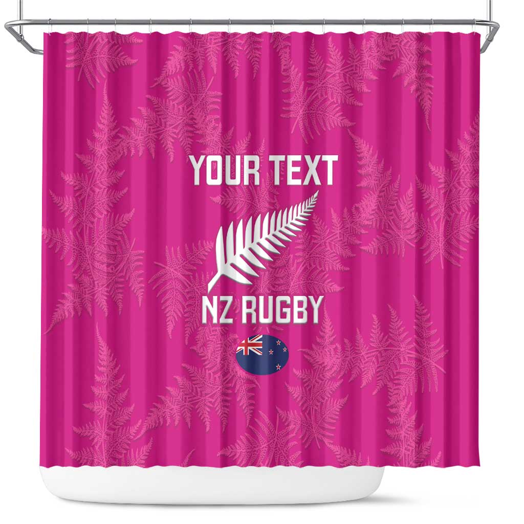 Custom New Zealand Silver Fern Rugby Shower Curtain Go Aotearoa - Pink Version
