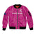 Custom New Zealand Silver Fern Rugby Sleeve Zip Bomber Jacket Go Aotearoa - Pink Version