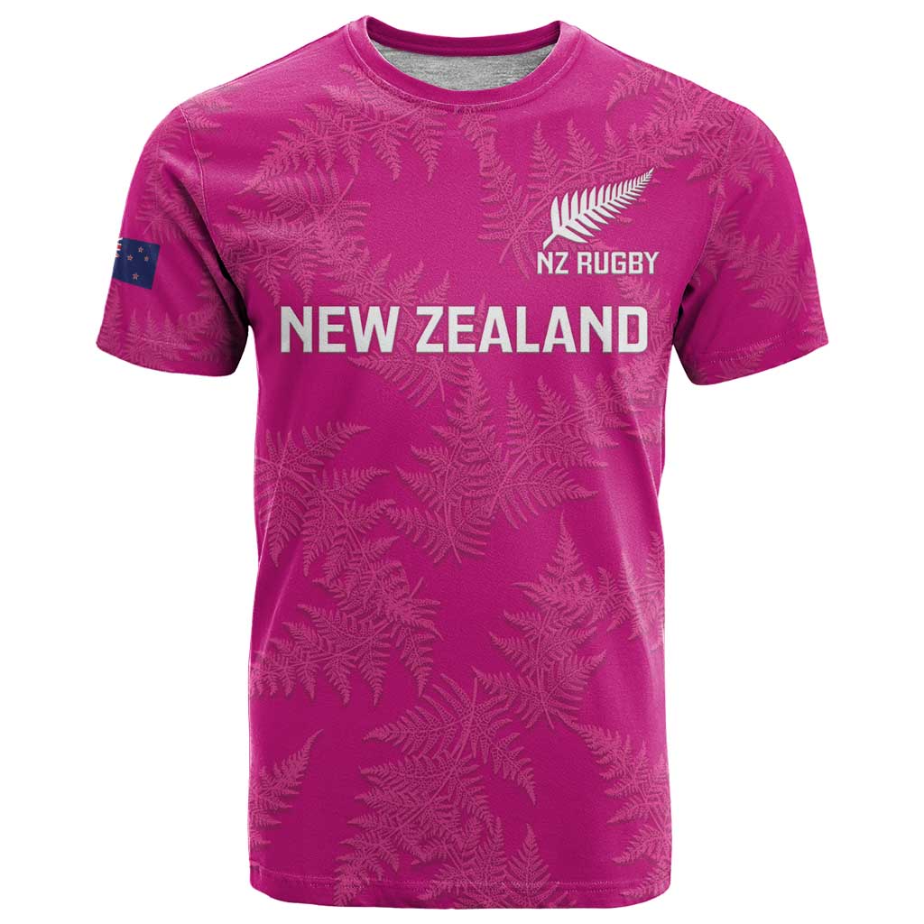 Custom New Zealand Silver Fern Rugby T Shirt Go Aotearoa - Pink Version