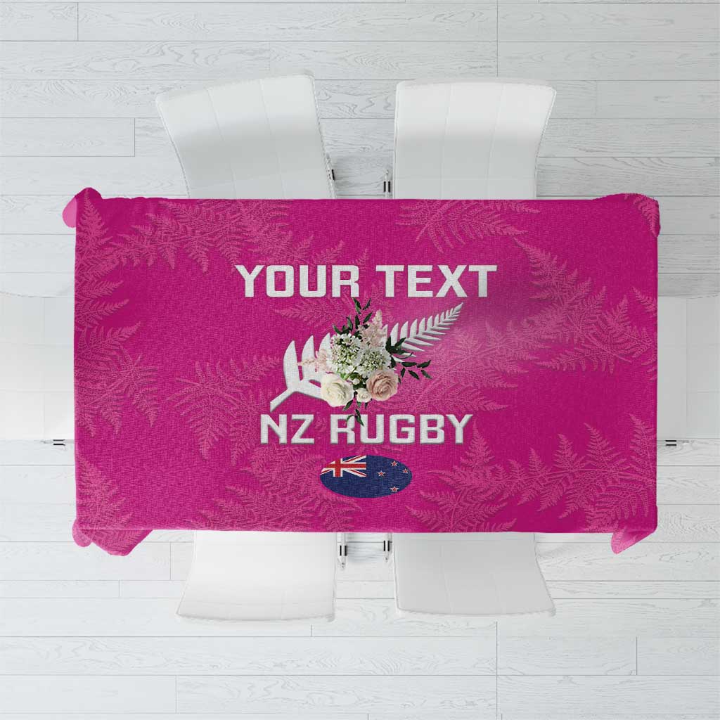 Custom New Zealand Silver Fern Rugby Tablecloth Go Aotearoa - Pink Version