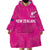 Custom New Zealand Silver Fern Rugby Wearable Blanket Hoodie Go Aotearoa - Pink Version