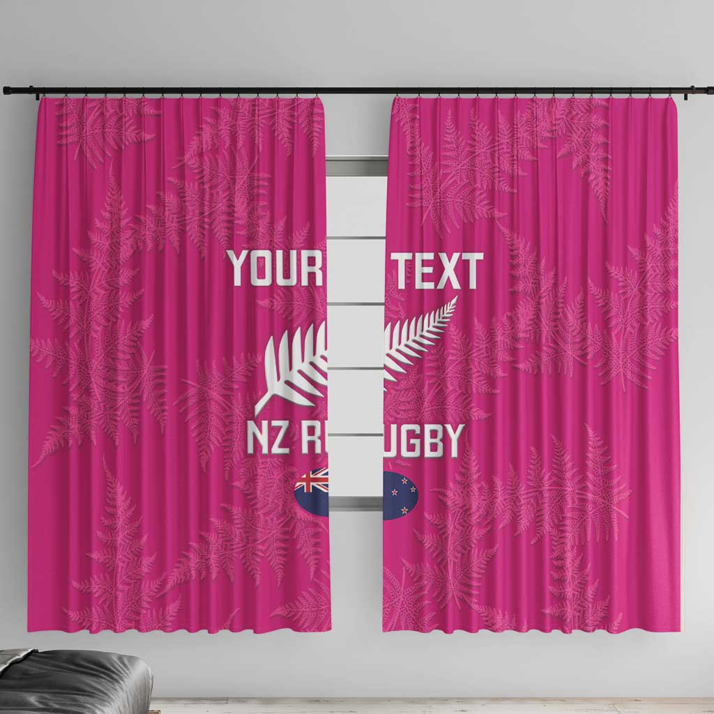 Custom New Zealand Silver Fern Rugby Window Curtain Go Aotearoa - Pink Version