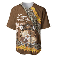 Personalised Tonga Language Week Baseball Jersey Malo e Lelei Tongan Ngatu Pattern - Brown