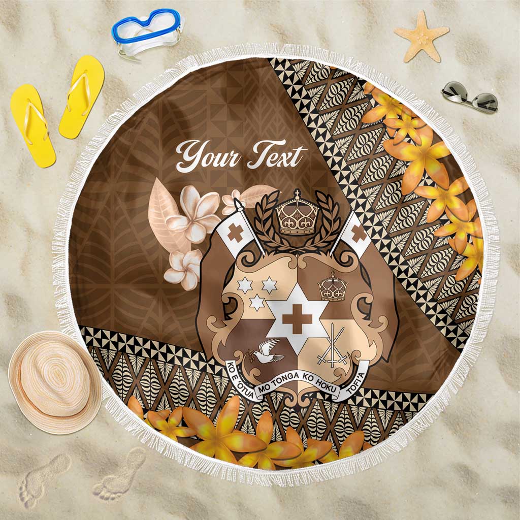 Personalised Tonga Language Week Beach Blanket Malo e Lelei Tongan Ngatu Pattern - Brown LT14 One Size 150cm Brown - Polynesian Pride