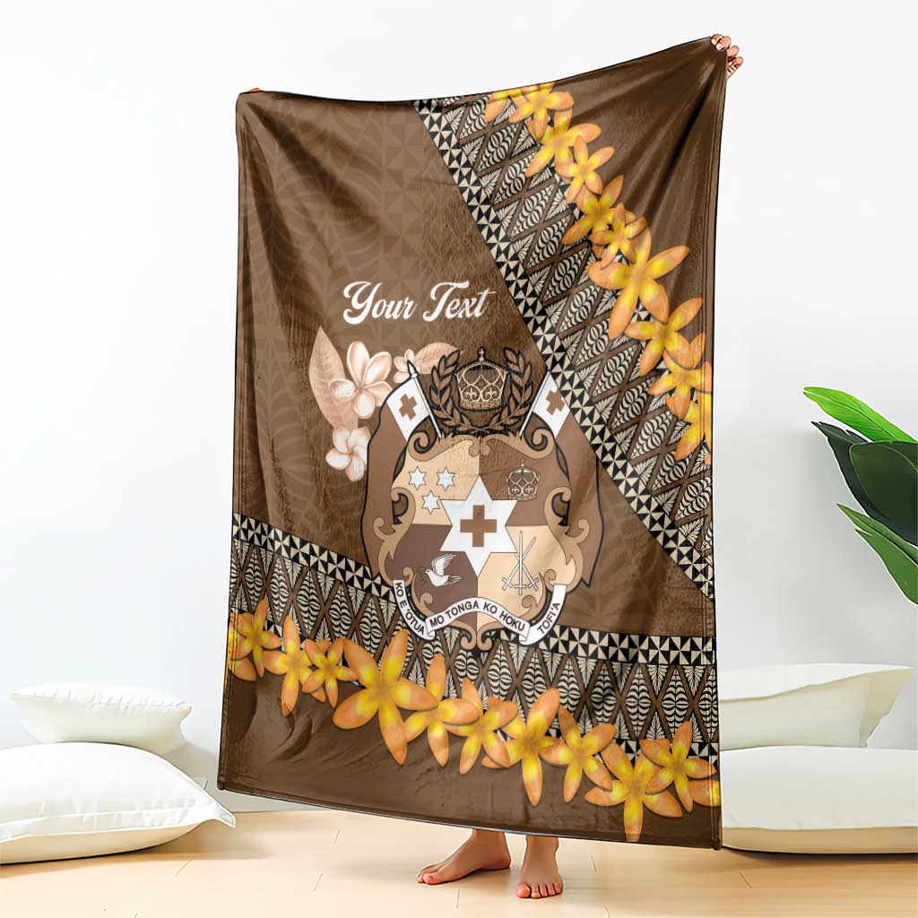 Personalised Tonga Language Week Blanket Malo e Lelei Tongan Ngatu Pattern - Brown LT14 - Polynesian Pride