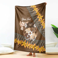 Personalised Tonga Language Week Blanket Malo e Lelei Tongan Ngatu Pattern - Brown LT14 - Polynesian Pride