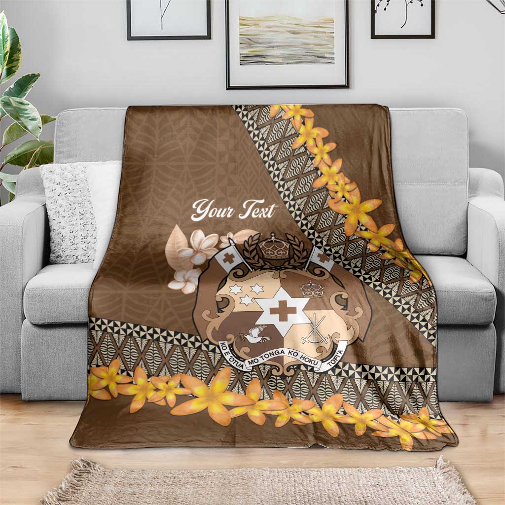Personalised Tonga Language Week Blanket Malo e Lelei Tongan Ngatu Pattern - Brown LT14 - Polynesian Pride