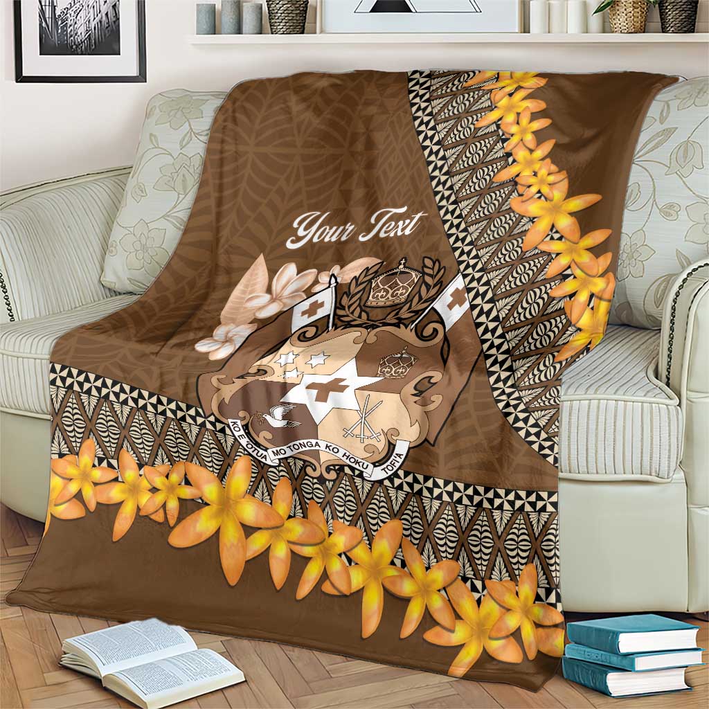 Personalised Tonga Language Week Blanket Malo e Lelei Tongan Ngatu Pattern - Brown LT14 - Polynesian Pride