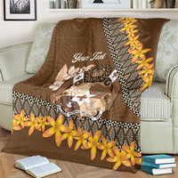 Personalised Tonga Language Week Blanket Malo e Lelei Tongan Ngatu Pattern - Brown LT14 - Polynesian Pride