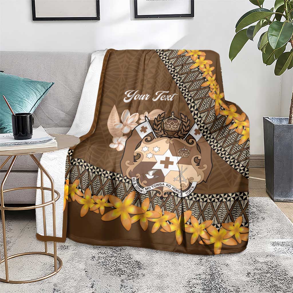 Personalised Tonga Language Week Blanket Malo e Lelei Tongan Ngatu Pattern - Brown LT14 - Polynesian Pride