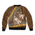 Personalised Tonga Language Week Bomber Jacket Malo e Lelei Tongan Ngatu Pattern - Brown