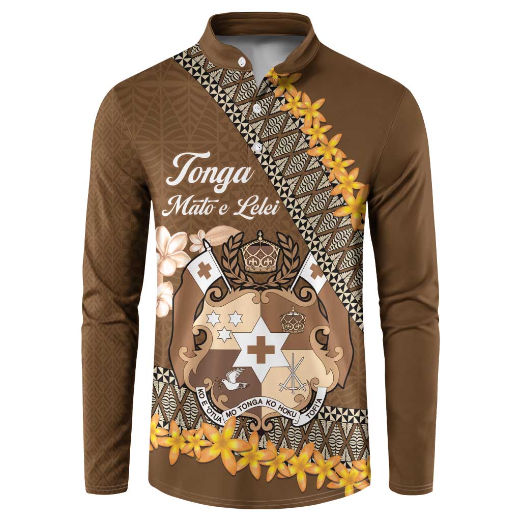 Personalised Tonga Language Week Button Sweatshirt Malo e Lelei Tongan Ngatu Pattern - Brown LT14 Brown - Polynesian Pride