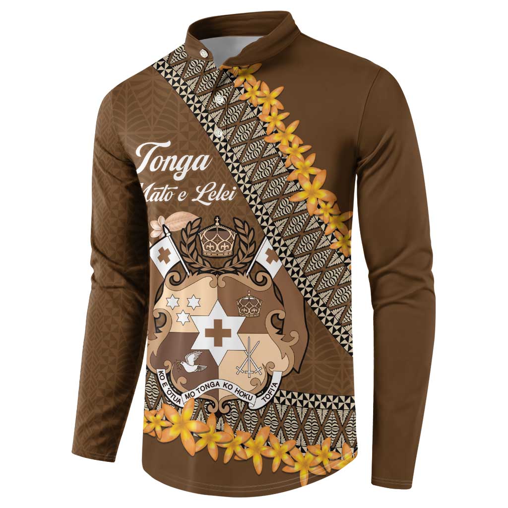 Personalised Tonga Language Week Button Sweatshirt Malo e Lelei Tongan Ngatu Pattern - Brown LT14 - Polynesian Pride