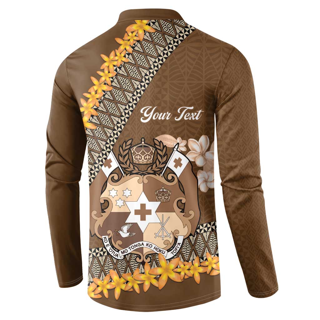 Personalised Tonga Language Week Button Sweatshirt Malo e Lelei Tongan Ngatu Pattern - Brown LT14 - Polynesian Pride
