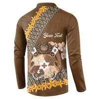 Personalised Tonga Language Week Button Sweatshirt Malo e Lelei Tongan Ngatu Pattern - Brown LT14 - Polynesian Pride