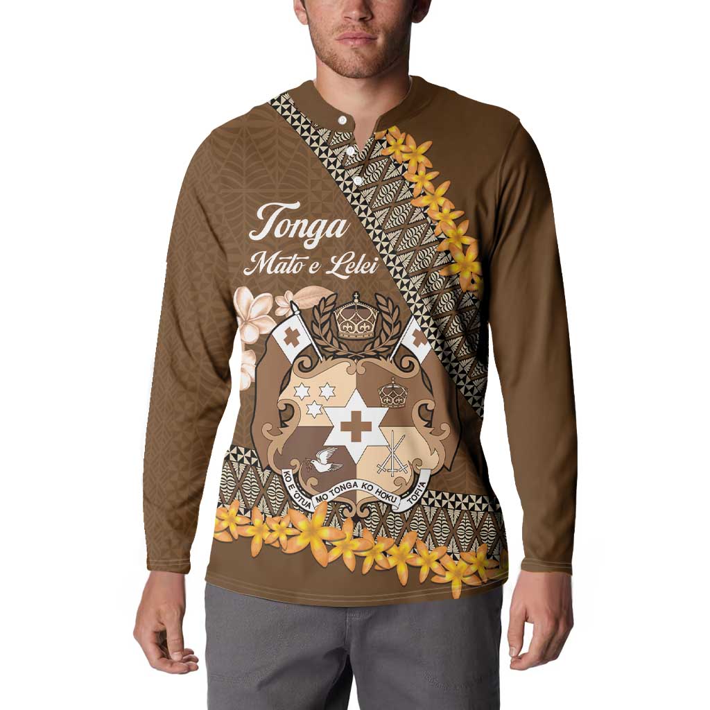 Personalised Tonga Language Week Button Sweatshirt Malo e Lelei Tongan Ngatu Pattern - Brown LT14 - Polynesian Pride