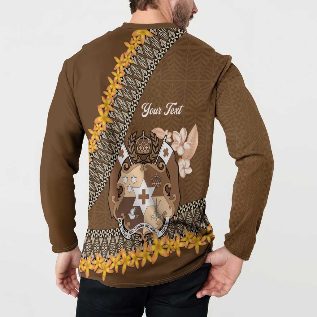 Personalised Tonga Language Week Button Sweatshirt Malo e Lelei Tongan Ngatu Pattern - Brown LT14 - Polynesian Pride