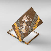 Personalised Tonga Language Week Canvas Wall Art Malo e Lelei Tongan Ngatu Pattern - Brown LT14 With Frame Brown - Polynesian Pride