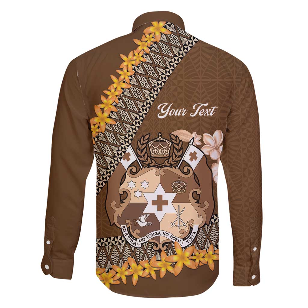 Personalised Tonga Language Week Family Matching Long Sleeve Bodycon Dress and Hawaiian Shirt Malo e Lelei Tongan Ngatu Pattern - Brown LT14 - Polynesian Pride