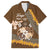 Personalised Tonga Language Week Family Matching Off Shoulder Maxi Dress and Hawaiian Shirt Malo e Lelei Tongan Ngatu Pattern - Brown
