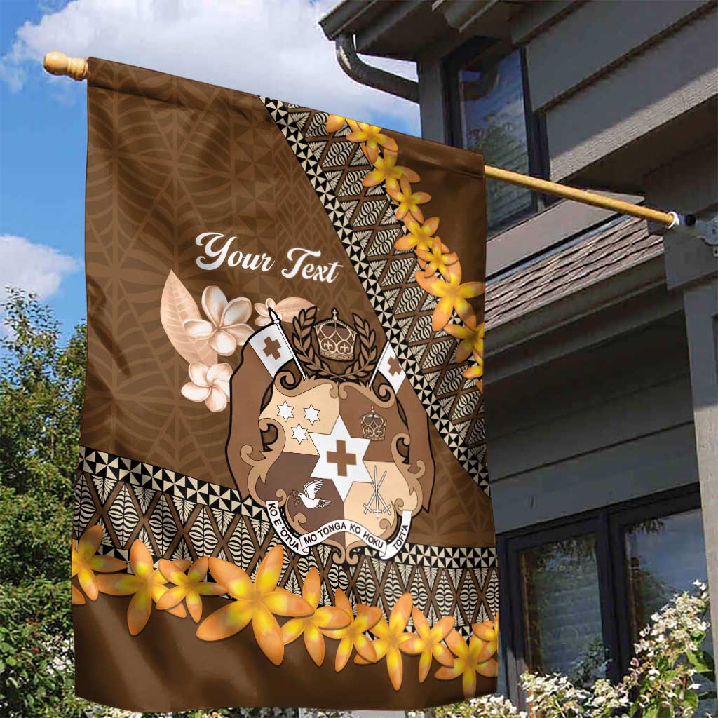 Personalised Tonga Language Week Garden Flag Malo e Lelei Tongan Ngatu Pattern - Brown LT14 - Polynesian Pride