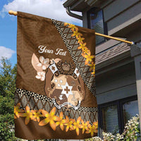 Personalised Tonga Language Week Garden Flag Malo e Lelei Tongan Ngatu Pattern - Brown LT14 - Polynesian Pride