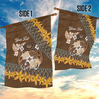 Personalised Tonga Language Week Garden Flag Malo e Lelei Tongan Ngatu Pattern - Brown LT14 - Polynesian Pride