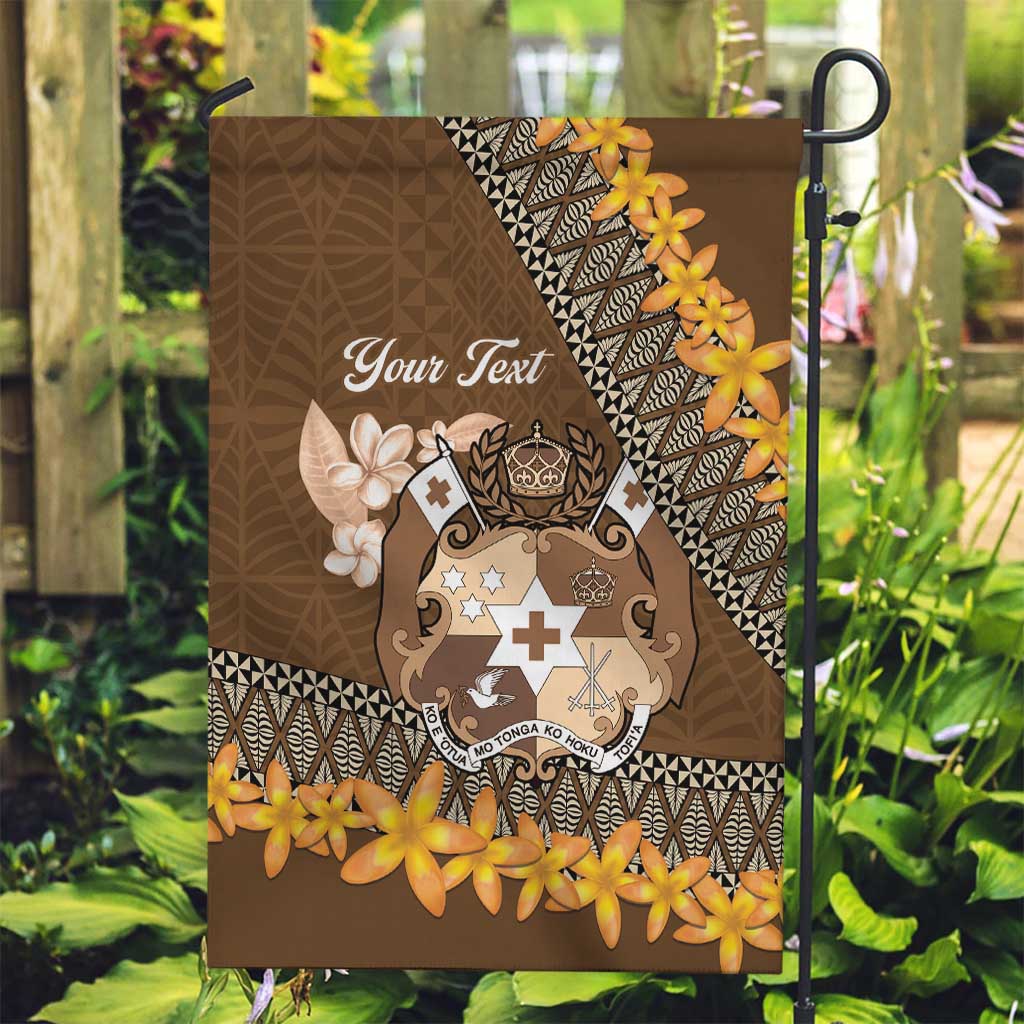 Personalised Tonga Language Week Garden Flag Malo e Lelei Tongan Ngatu Pattern - Brown LT14 Garden Flag Brown - Polynesian Pride