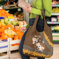 Personalised Tonga Language Week Grocery Bag Malo e Lelei Tongan Ngatu Pattern - Brown LT14 - Polynesian Pride