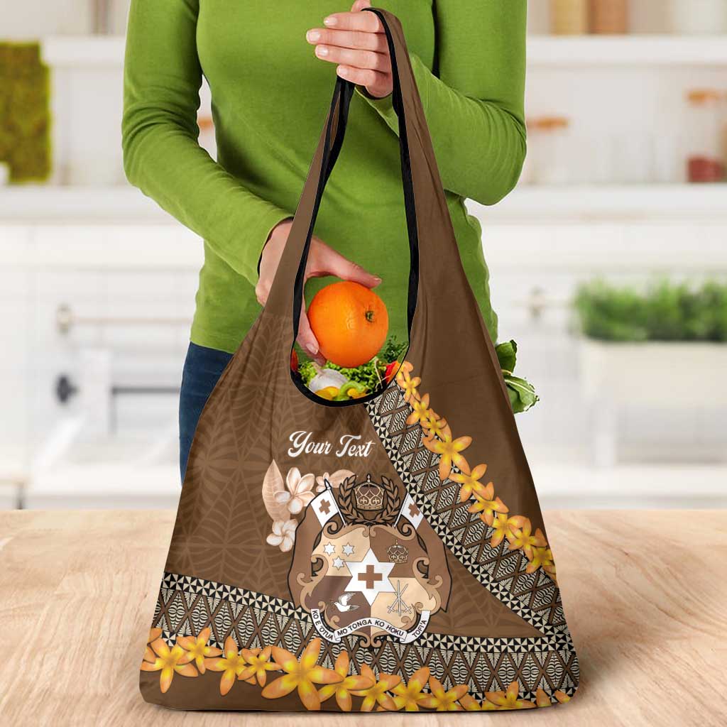 Personalised Tonga Language Week Grocery Bag Malo e Lelei Tongan Ngatu Pattern - Brown LT14 - Polynesian Pride