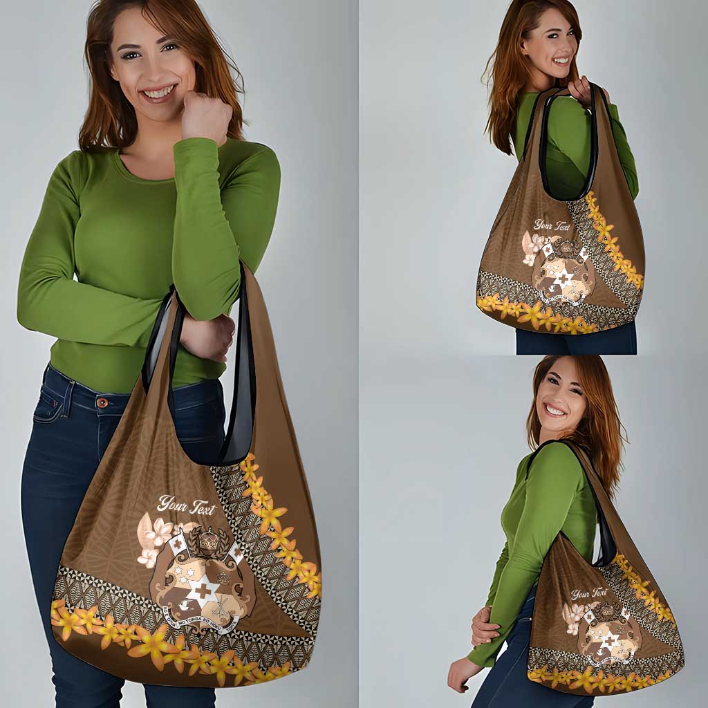 Personalised Tonga Language Week Grocery Bag Malo e Lelei Tongan Ngatu Pattern - Brown LT14 - Polynesian Pride