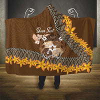 Personalised Tonga Language Week Hooded Blanket Malo e Lelei Tongan Ngatu Pattern - Brown LT14 - Polynesian Pride