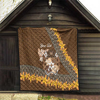 Personalised Tonga Language Week Quilt Malo e Lelei Tongan Ngatu Pattern - Brown