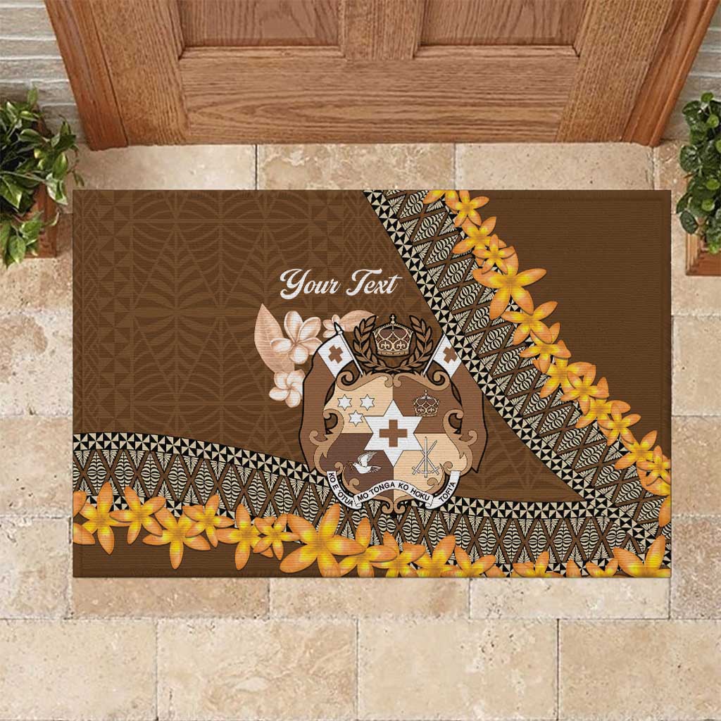 Personalised Tonga Language Week Rubber Doormat Malo e Lelei Tongan Ngatu Pattern - Brown LT14 Brown - Polynesian Pride