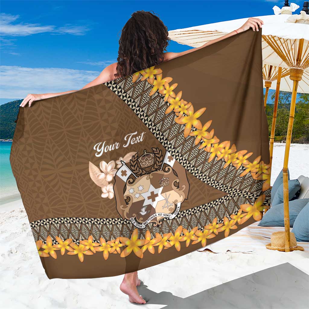 Personalised Tonga Language Week Sarong Malo e Lelei Tongan Ngatu Pattern - Brown