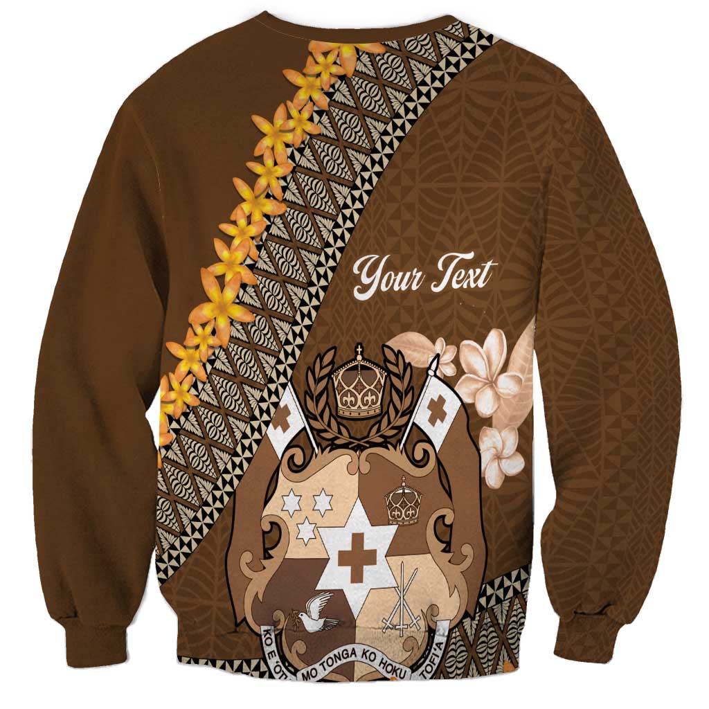 Personalised Tonga Language Week Sweatshirt Malo e Lelei Tongan Ngatu Pattern - Brown LT14 - Polynesian Pride