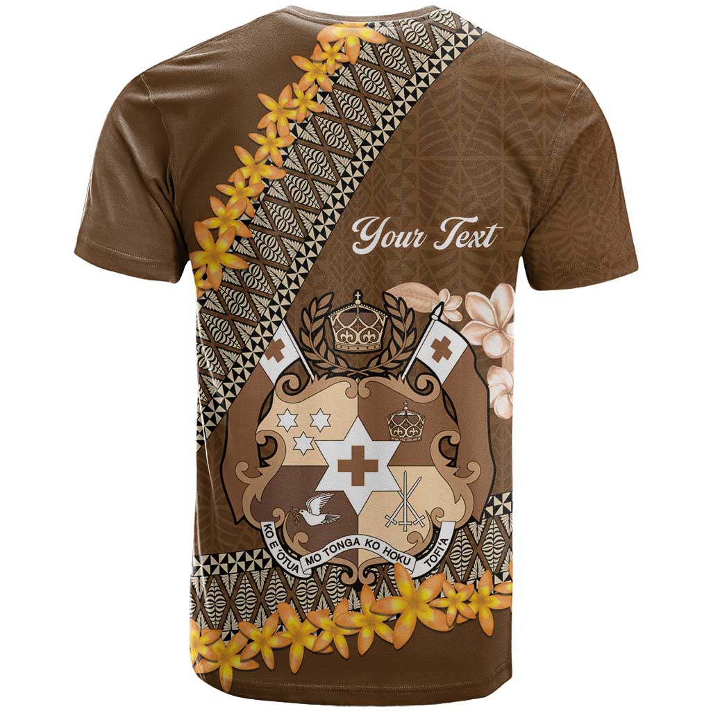 Personalised Tonga Language Week T Shirt Malo e Lelei Tongan Ngatu Pattern - Brown
