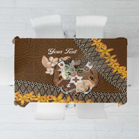 Personalised Tonga Language Week Tablecloth Malo e Lelei Tongan Ngatu Pattern - Brown LT14 Brown - Polynesian Pride