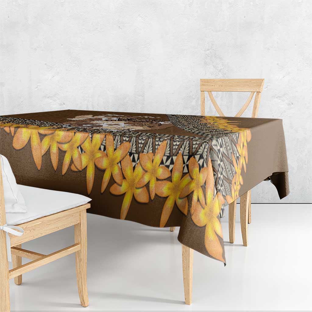Personalised Tonga Language Week Tablecloth Malo e Lelei Tongan Ngatu Pattern - Brown LT14 - Polynesian Pride