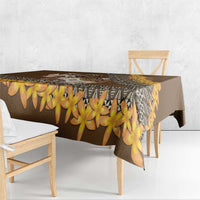 Personalised Tonga Language Week Tablecloth Malo e Lelei Tongan Ngatu Pattern - Brown LT14 - Polynesian Pride
