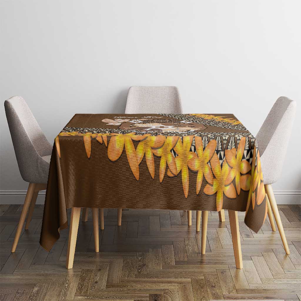 Personalised Tonga Language Week Tablecloth Malo e Lelei Tongan Ngatu Pattern - Brown LT14 - Polynesian Pride