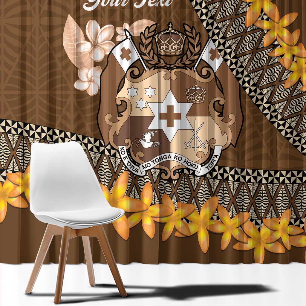 Personalised Tonga Language Week Window Curtain Malo e Lelei Tongan Ngatu Pattern - Brown LT14 - Polynesian Pride