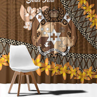 Personalised Tonga Language Week Window Curtain Malo e Lelei Tongan Ngatu Pattern - Brown LT14 - Polynesian Pride