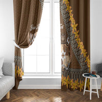 Personalised Tonga Language Week Window Curtain Malo e Lelei Tongan Ngatu Pattern - Brown LT14 - Polynesian Pride