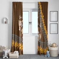 Personalised Tonga Language Week Window Curtain Malo e Lelei Tongan Ngatu Pattern - Brown LT14 - Polynesian Pride