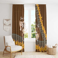 Personalised Tonga Language Week Window Curtain Malo e Lelei Tongan Ngatu Pattern - Brown LT14 - Polynesian Pride