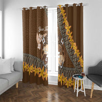 Personalised Tonga Language Week Window Curtain Malo e Lelei Tongan Ngatu Pattern - Brown LT14 With Grommets Brown - Polynesian Pride